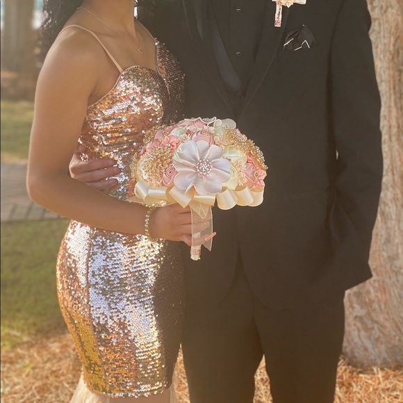 ON SALE Rose Gold Prom Dress - Picture 2 of 5